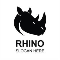 Strong Rhinoceros Head Logo Powerful Rhino Mascot Vector