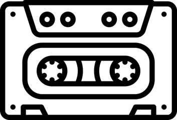 Black cassete icon - outline