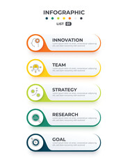 Five Item Infographic. Flowchart diagram