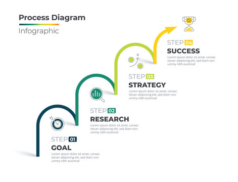Step growth diagram infographic template 4 option