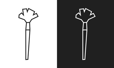   Fan brush Icon in Black Line Art and White Line Art Cutout Style