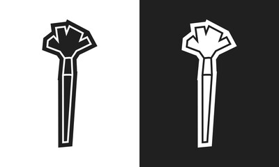 Fan brush Icon in Black Filled and White Filled Cutout Style