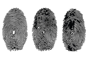 fingerprint silhouette set in different unique oval shapes