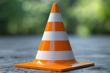 Bright orange road cone used for traffic control and safety on construction sites