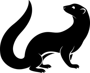 Silhouette of a ferret stretching