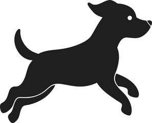 Silhouette of a playful puppy jumping.