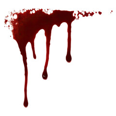 Cut out of red blood drops concept. A realistic depiction of dripping red liquid or paint.