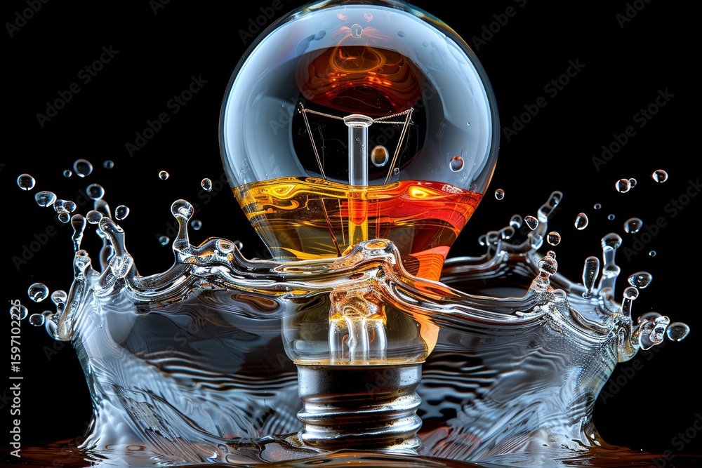 Aufkleber exploding light bulb with colorful paint splashes and sparks on black background a creative concept