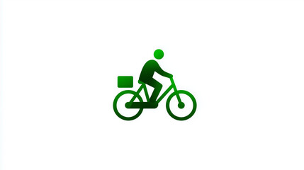 Minimalist Green Cyclist Icon, Eco - Friendly and Sustainable Transport