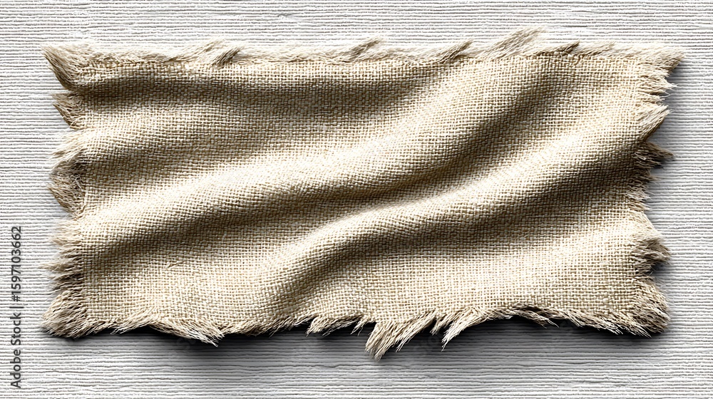 Poster a textured textile surface in off-white linen with visible thread patterns and fine shadow detail fo
