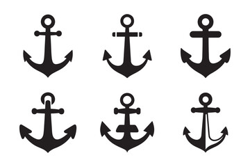 anchor icon set vector illustration, sea ship anchor icons vector isolated on white background