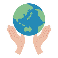 地球を両手で包んだイメージのイラスト