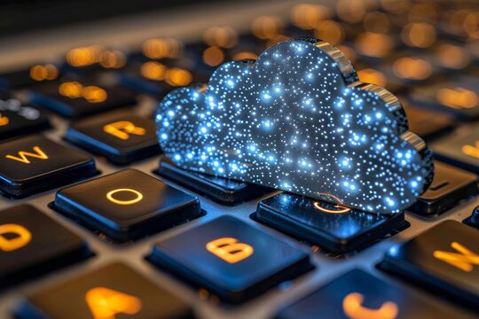 3d illustration of cloud computing, data center technology, and cybersecurity for digital storage