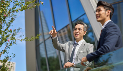 Business associates talking about work