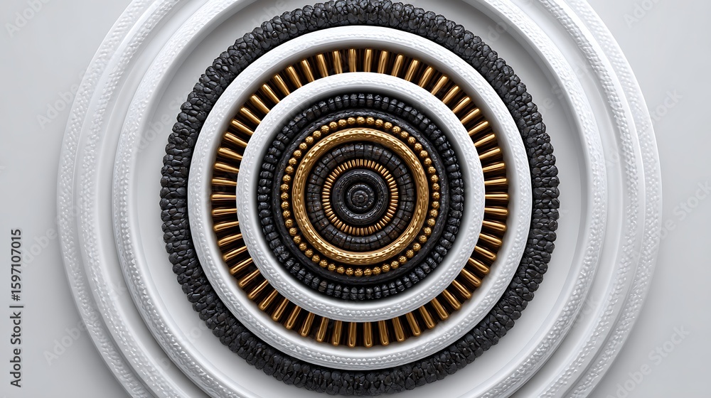 Aufkleber a tiled seamless background featuring concentric circles and geometric grids in a vintage-inspired v