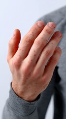 Dermatological Condition, Close up of a Man's Hand with a Red Skin Rash or Allergic Reaction