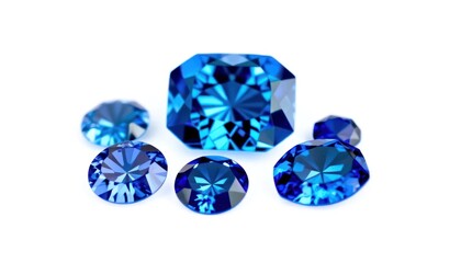 Vibrant Gems Displayed Against White: A Symphony of Brilliant Blue Beauty
