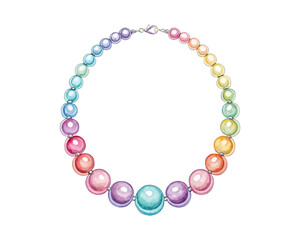 watercolor Pearl Necklace vector illustration isolated on white background