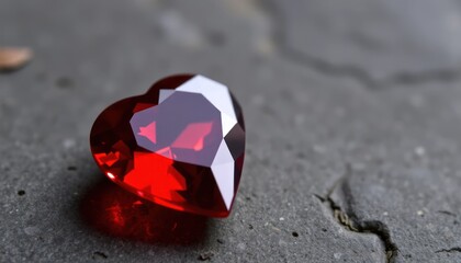 A radiant heart-shaped gem on a textured surface, conveying passion