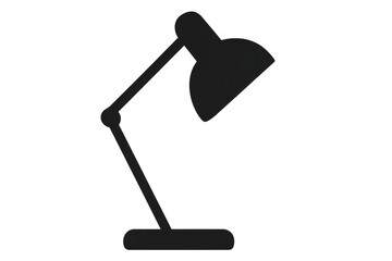 Minimalist black desk lamp silhouette casting light on a transparent background, creating a simple and elegant design