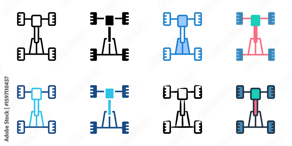 Poster chassis icon set multiple style collection