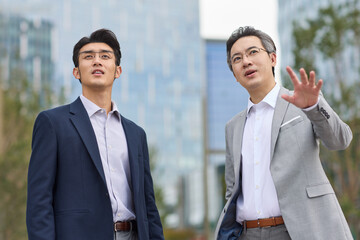 Business associates talking about work