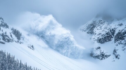 Snowy mountain avalanche