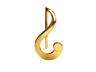 Obraz premium A shiny golden treble clef on a plain black background view