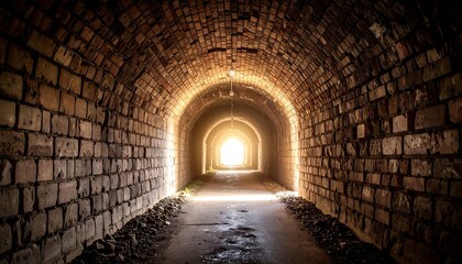 Obraz premium Brick tunnel, light at end
