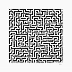 Complex Black and White Maze Pattern Background
