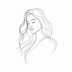Serene Woman Minimalist Line Art Portrait