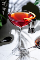 Hanky Panky cocktail with gin, vermouth, and herbal liqueur served in a stylish glass