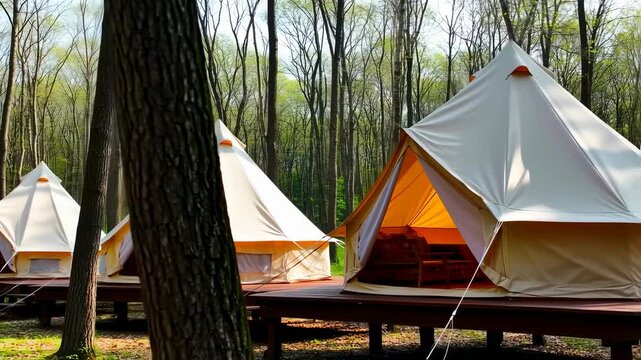 Glamping Tents in Forest: Luxury Camping Retreat in Nature's Embrace