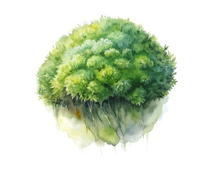 watercolor moss vector illustration isolated on white background