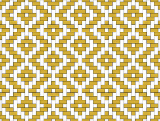 Golden Woven Textile Seamless Pattern on White Background – Vector Design for Wallpaper, Fabric, Tile
