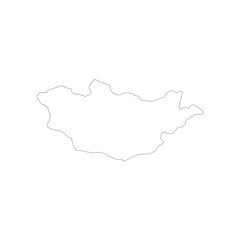 Mongolia map design vector illustration on white background. Mongolia map concept stroke symbol design. Simple outline drawing Mongolia map