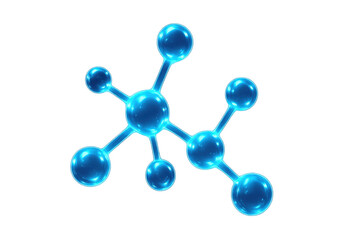 Obraz premium Blue glowing molecule structure rotating on transparent background, perfect for science and medical presentations