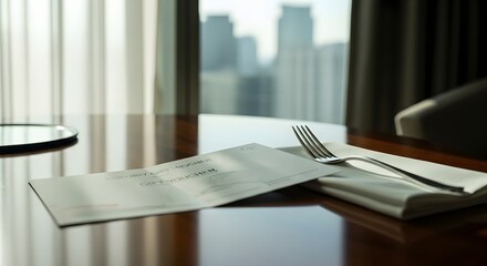 Luxury Gift Voucher on Elegant Table with City View