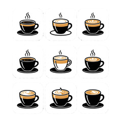 Obraz premium Coffee Cup Icon Collection – Flat, Vintage and Minimalist Styles