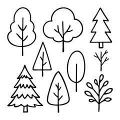 Collection of stylized tree shapes for decorative purposes