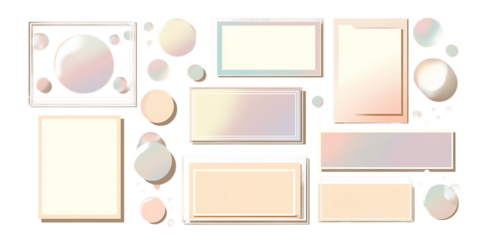 Pastel Shapes and Frames Collection with Soft Gradient on Transparent Background for Modern Design Elements and Decorative Overlays, PNG
