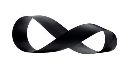Black mobius strip with intricate pattern on black background