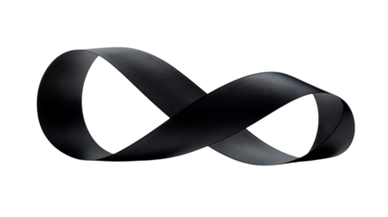 Black mobius strip with intricate pattern on black background