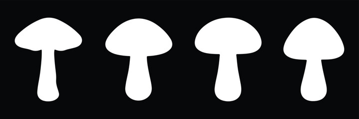 Mushroom silhouette set on black background. vector illustration .
