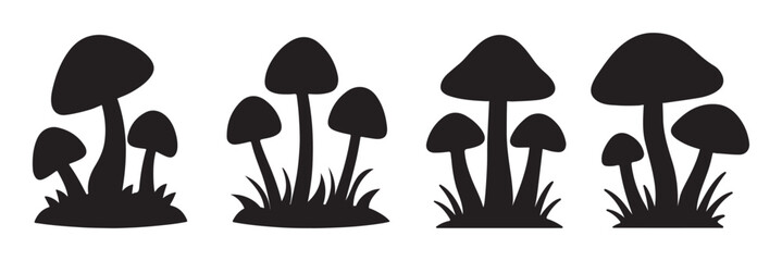 mushrooms silhouette. various  mushrooms for web design.