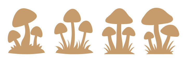 Mushrooms Silhouette Illustration. vector design for web .