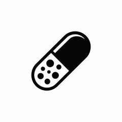 Black and White Capsule Icon Minimalist Medicine Pill Symbol Vector