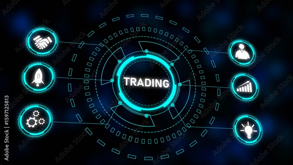 Poster abstract cyan trading interface digital technology concept background futuristic network business ic