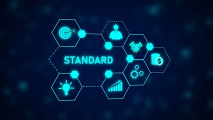 Cyan Blue Hexagon Network Standard Business Concept Graphic Target Icon Teamwork Idea Growth Finance