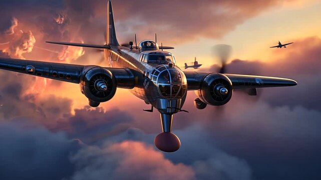 B-17 Flying Fortress at Sunset